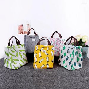 Bolsas de armazenamento Bolsa de lancheira de pano de animal fofo Piquennic bento à prova d'água com bolsa de zíper para mulheres garotas