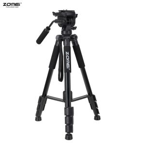 Monopods Zomei Q310 Câmera de liga de alumínio profissional Vídeo Tripé 4Section Monopod extensível do tripé com cabeça de amortecimento de fluido para DSLRS