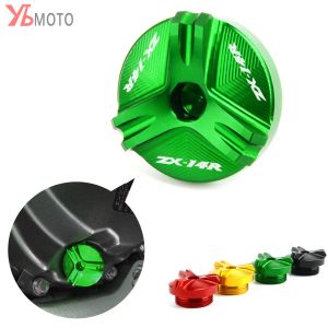 Motorcykelgrön CNC Oil Filler Cap Plug Cover för Kawasaki Ninja ZX14R ZX-14R 2012-2020 ZZR1400 ZZR 1400 ZX1400 Tillbehör