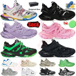 Stor storlek 35-46 Women Mens Designer Casual Shoes Track 3.0 Trainers Triple White Black Tess.S. Gomma Leather Nylon Mesh spårar PlateForm Trainer Runners Sneakers Storlek 46