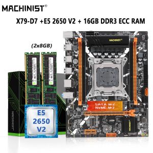 Moderbrädor Machinist X79 Motherboard Set Xeon LGA 2011 Kit E5 2650 V2 CPU 2x8 = 16GB DDR3 ECC RAM -minne SSD NGFF M.2 SATA 3.0 Z9D7 MATX