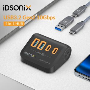 Hubs IDSONIX 10Gpbs High Speed Usb Hub Type C USBA 4 Ports Gen2 USB 3.2 Docking Station Usb Splitter for Pc Laptop Accessories