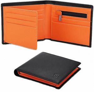 teehon Genuine Leather Wallet Men Slim RFID Purse Card Holder Coin Pocket ID Window Minimalist Wallets y4oB#