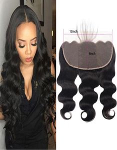 Vergine brasiliana Vergine 13x6 Frontal Body Wave Human Hair 13 By 6 Frontals with Baby Hair Products 1426inch4822611