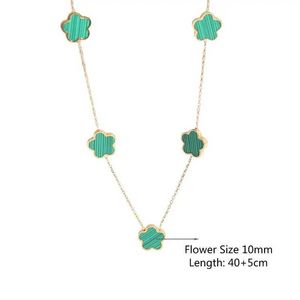 Pendant Necklaces 2023 Both Side Stainless Steel Luxury Green Flower Clover Charm Necklace For Women Trend Gold Color Acrylic Jewelry Gift 240410
