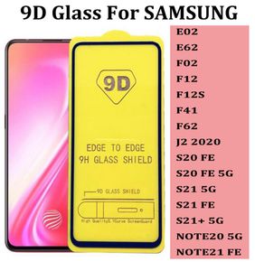 Новый 2021 9D Полный клейкий крышка для клейкой запеченной стеклянной экраны для Samsung Galaxy E02 E62 F02 F12 F12S F41 F62 J2 2020 S20 FE S6934246