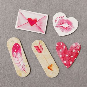 50pcs Hot Pink Gift Paper Tags Heart Shape Handmade Paper Hang Tags Paper Cards Label Gift Box Bag Packaging Party Decoration