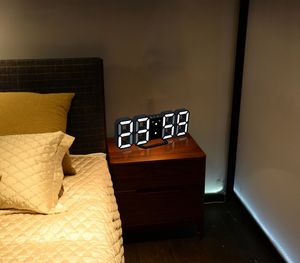 3D LED Digital Clock Snooze Desk Alarm Clock for Bedroom Table Wall Clocks 24/12 Hour Display Night 8 Colors Home Decor