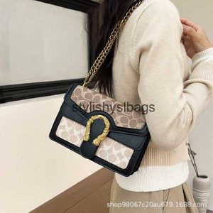 Shoulder Bags Evening Fashionable new trend color matching womens chain diagonal cross bag single shoulder vintage and foreign style small square H240410