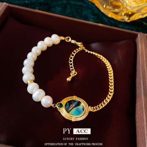 Real Gold Electroplated Zircon Freshwater Pearl French Fashionable and Elegant Style Bracelet High End Handicraft for Women