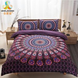 Set di biancheria da letto coperchio piumino foglio letto cuscino in stile cinese poliestere di stampa reattiva decorazione camera da letto casa 3 pezzi