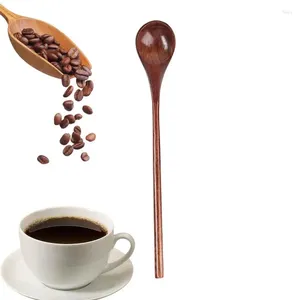 Spoons Tea Spoon Long Coffee Small Teaspoon Set Wood Honey Dessert Eating Mixing Stirring Cooking Baking Wooden Fork