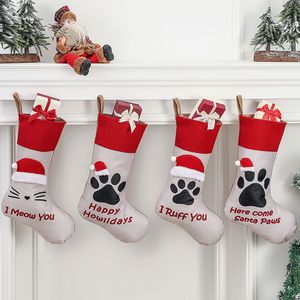 Fabric Christmas Stockings for Kids, Santa Claus Sock, Tree Ornaments for Home, Candy Holder, Fireplace, New Year Gift