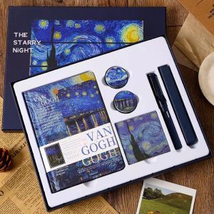 Notebooks Van Gogh Oil Painting Literature Notebook Starry Hand Book Set Tape/Sticker/Bookmark Set Gift Box notebooks and journals