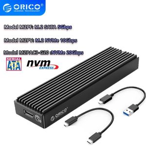 Obudowa ORICO M.2 NVME OBUDANIE, M2 SATA NGFF USB Case, Gen2 10 Gbps PCIE SSD, 5 Gbps NGFF SATA SSD dla 2230/2242/2260/2280 M2 SSD