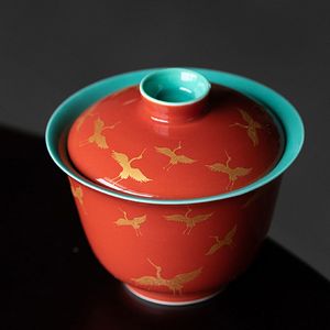 150 ml Palast rote Glasur Krankunst Keramik Tee Tureen Sancai abgedeckte Schüssel Tee Haushalts Teehersteller Chinesische Kung Fu Tea Gaiwan