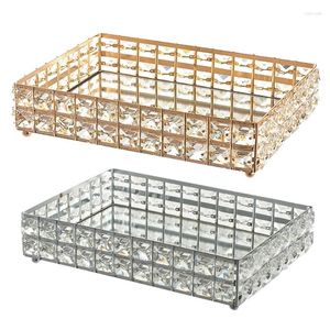 Storage Boxes Make Up Tray Crystal Cosmetic For Wedding Home Vanity Decorating Fruit Cake Candy Jewelry