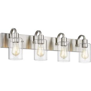 Lampada di vanità a 4 luci - Finitura nichel spazzolata per illuminazione da bagno moderna con vetro trasparente YCE237B -4W BN - Soluzione di illuminazione elegante e funzionale