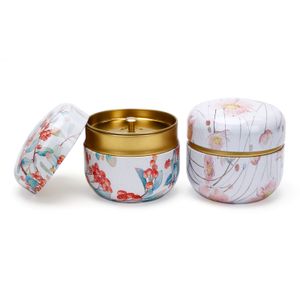 Japanese Style Tea Box Set Metal Tea Jar Containers Sweetmeats Snacks Candies Cans Coffee Storage Packaging Box Round