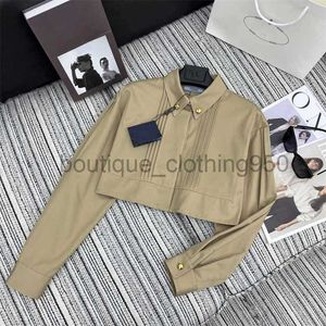 Jackets femininos designers casacos novos modelos de design dobrável de metal fivela de lapela longa manga longa camisa de camisa de camisa curta Tops