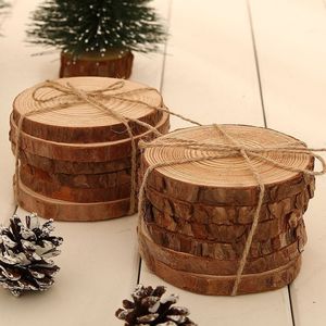 6pcs Los Kiefern Holzspäne geschnittene Stücke Holz Blockblatt rustikale Hochzeit Dekor Party Mittelstücke Vintage Country Style Y02282361