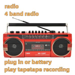 Players Antigo Cassete de estilo Radio portátil Multi Band Radio 5.0 Bluetooth player USB TF CARTA CASSETE MP3 Multifuncional Player Player