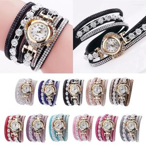 Wristwatches Women Women Luxury Rhinestone Bracelet Wristwatch Ladies Multilayer Analog Watch