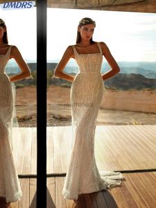 Urban Sexy Dresses Sexy Sleeveless Backless Bride Robe Sparkly Sequins Square Neck Bridal Gown Elegant Straight Long Wedding Dress Robe De Marie 24410