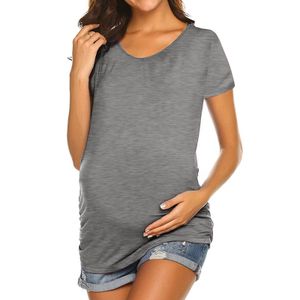 Camas de maternidade grávidas para mulheres Tops de enfermagem de camiseta de amamentação Gravidez de maternidade Tees Soild Color Summer Shirt