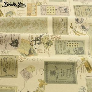 Booksew Beige African Linen Floral Floral Frowal For Clather Patchwork Sewing Material Tissus au meterテーブルクロスバッグカーテン