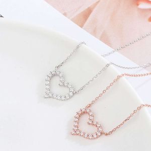 Forest Style Peach Heart Necklace Women's Simple Korean Edition Love Collar Chain Instagram Fashion Classic Internet Famous Diamond Set Pendant