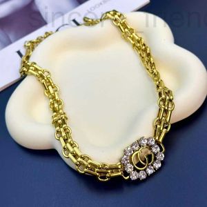 Strands Designer Fashion Heavy Industry GG Letter Diamond Set Pendant Chain Necklace Women's CollarBone Elegance CF8X