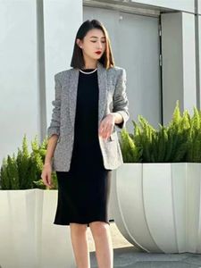 Frauenanzüge Frauen Houndstooth Mode -Anzug Classic One Button Long Sleeve Female Blazer Spring 20247