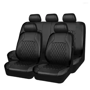 Capas de assento de carro 9pcs capa universal Conjunto de couro PU CUSHION VEÍCULO COMPLETO PROTECTOR ANTI-RACE