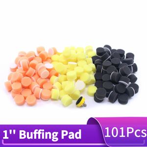 100Pcs 1Inch 25mm Sponge Buffing Polishing Pads Waxing Buffer with Sanding Pad for Car Polisher Cleaning Drill Rotary Tool