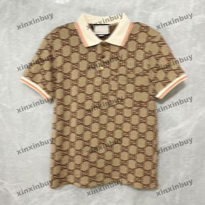 Xinxinbuy Men Designer Tee T Shirt 2024 إيطاليا رسالة مزدوجة جاكار القطن القطن القطن القصير