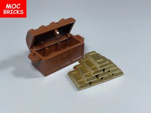 Moc Bricks Treasure Box Money GoldCoinGem貴重な石の構成