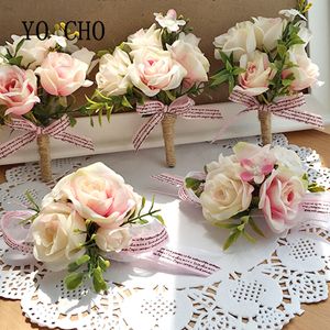 Yo Cho Morbidezza Style Wrist Corsage Armband Bridesmaid Sisters Hand Flowers Wedding Party Bridal Groom Prom Passionate Rose