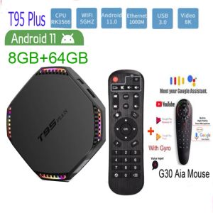 ボックスアンドロイド11テレビボックスT95プラスRK3566 4G/32G 8G/64G 2.4G 5G WIFI BT4.0 USB3.0 1000M 8K Google Voice YouTube Pk H96 Max RK3566