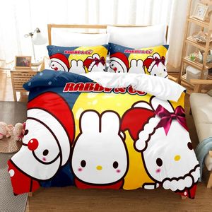 Conjuntos de cama 05 Happy Family Quilt Conjunto Lucky Rabbycc Impresso Douple King Bed Childreil Quarto Down Coat 5