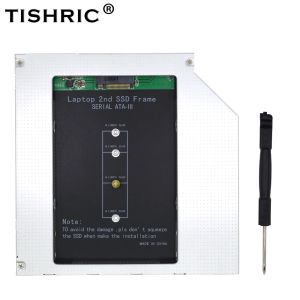 Enclosure TISHRIC Caddy SATA 3.0 9.5mm M.2 M2 NGFF 2nd Second HDD SSD Hard Drive Disk Enclosure For Laptop DVDROM Aluminium Optibay Case