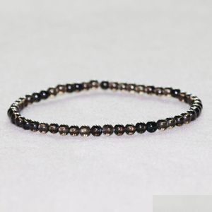 Boncuklu MG0036 Toptan Altın Obsidyen Bilezik 4 mm Mini Taşlı Kadınlar Yoga Mala Enerji Boncukları NCE Takı Damlası Teslimat Bilezikleri DHYR8