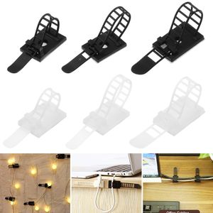 5/10PCS Adjustable Strap Holder Self Adhesive Plastic Network Wire Power Cord Car Cable Tie Clip Clamp S/M/L Glue Organizer