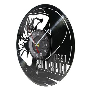 Photographer Wall Clock Made Of Real Vinyl Re-purposed Record Camera Photgraphy Luminous Wall Watch Best Art Gift For Cameraman