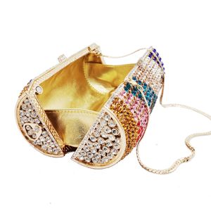 Luxury Crystal Coke can Clutch Bags Golden Coke bottle Women Evening Bags Metal Box Wedding Purse Handbags SM98