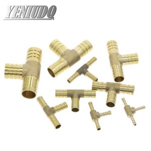 Brass Splicer Pipe Fitting T Shape 3 Way Hose Barb 4 6 8 10 12 16mm Copper Barbed Connector Joint Air Water Oil Coupler Adapter