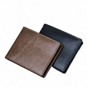 Oryginalny skórzany portfel kontaktów Samll BIFOLD Design swobodny cienki szczupły portfele uchwyt karty vintage męski torebka mey klip g0bz#
