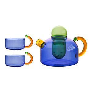 Yaratıcı kontrastlı renk yüksek sıcaklık dayanıklı cam kupa çambağı filtresi küçük kupa çaydanlık ev sobası çaydanlık su ısıtıcısı 240409