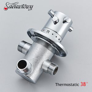 Mässing Termostatisk mixer för duschsystem Vattentemperaturkontroll Krigare Kontrollventil Badrum Ventil G1/2