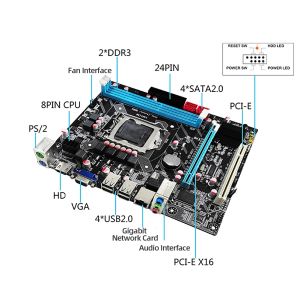 マザーボードH55マザーボードセットDDR3 RAM LGA 1156デスクトップマザーボード16GBメモリゲームPCメインボードSATA2.0 I3 530 I5 750 660CPU 1333MHz